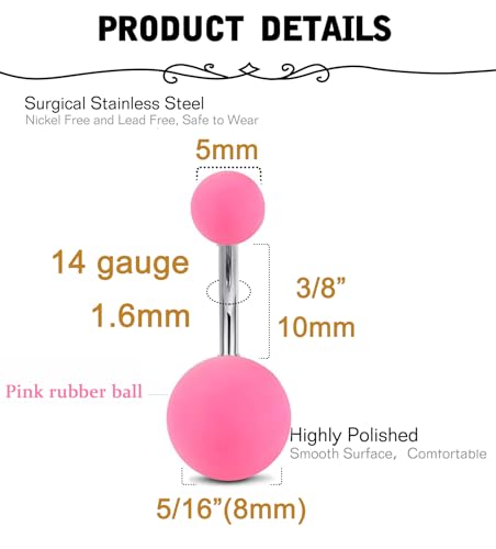 MODRSA Belly Button Rings Belly Rings Surgical Stainless Steel Belly Ring Cute Heart Belly Piercing Colorful Navel Rings for Women - Image 2