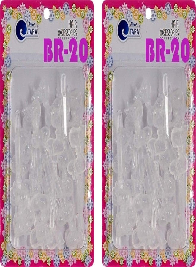 Tara Girls Self Hinge Plastic Bow Hair Barrettes Selection Pack Of 2 (BR20) - Image 1