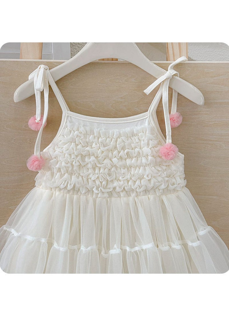 White Ruffled Bodice Tulle Princess Dress with Rainbow Hem for Toddler Girls, Perfect for Birthday Parties, Photo Shoots & Special Occasions, Fits Height 90–100 cm (2–3 Y, 12–15 kg), Soft Polyester  - Image 5