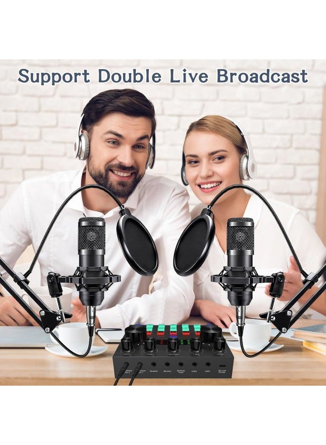 ALPOWL Podcast Equipment Bundle For 2, Audio Interface with Cardioid Designer BM800 Mic for Gamer and All-In-One DJ Mixer, perfect for Live Streaming, Singing, YouTube, Gaming - Image 2