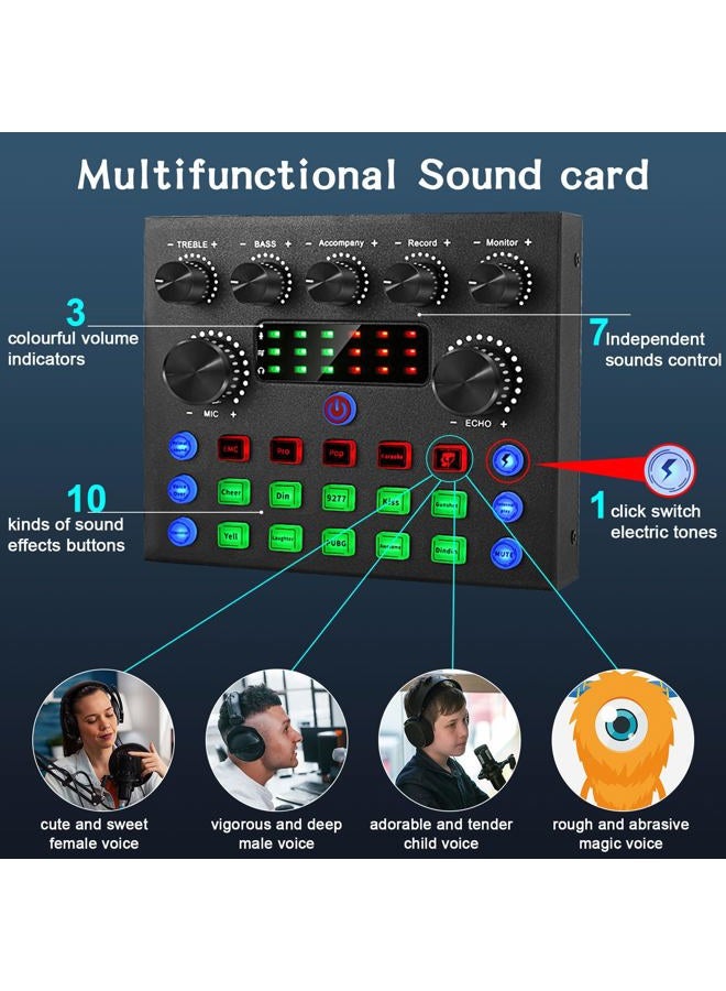 ALPOWL Podcast Equipment Bundle For 2, Audio Interface with Cardioid Designer BM800 Mic for Gamer and All-In-One DJ Mixer, perfect for Live Streaming, Singing, YouTube, Gaming - Image 4