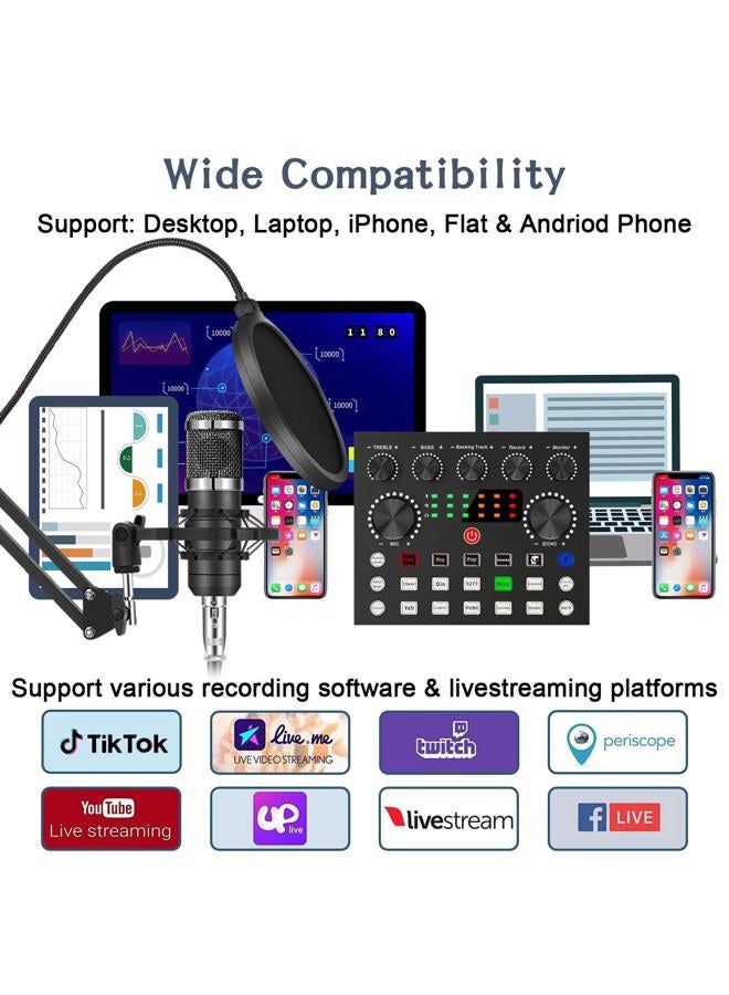 ALPOWL Podcast Equipment Bundle For 2, Audio Interface with Cardioid Designer BM800 Mic for Gamer and All-In-One DJ Mixer, perfect for Live Streaming, Singing, YouTube, Gaming - Image 5