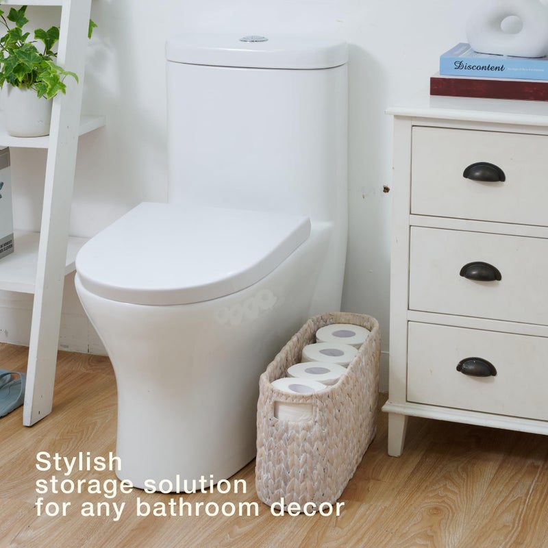 84ECO Toilet Paper Storage Basket, Toilet Paper Holder with Storage for Up to 8 Rolls, Rattan Bathroom Accessories - Image 2