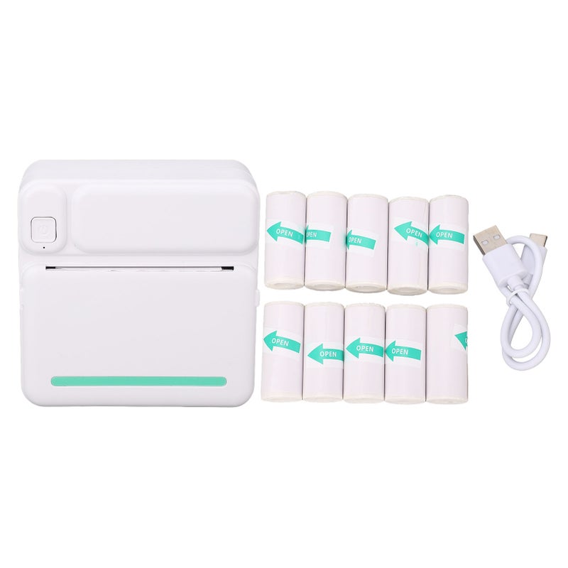 Portable Thermal Printer: 1200mAh Battery Inkless BT Wireless Connection - Compact Pocket Size Thermal Printer for Home Office Study On-the-Go Use - Image 1