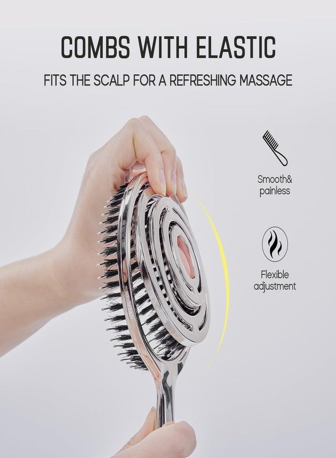 HALOVIDA Hair Brush for Women with Double layer Boar Bristle & Nylon Detangler with Elastic Air Cushion Anti Static Scalp Massage Brush for Smooth Frizz Free Hair (1 Pack） - Image 5