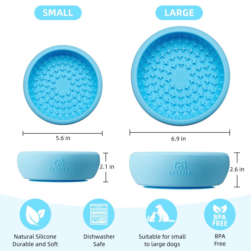Bestalk Dog Lick Bowl, Bestalk Anxiety Relief Lick Mat for Dogs, Non-Slip Freeze Licking Bowl Enrichment Puzzle Feeder for Distraction, BPA Free Silicone, Dishwasher Safe (Light Blue,L) - Image 5