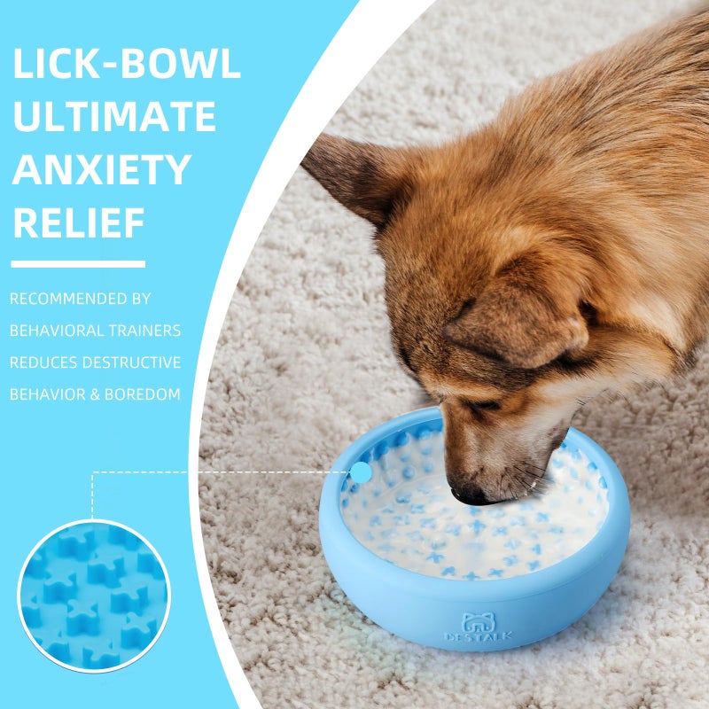 Bestalk Dog Lick Bowl, Bestalk Anxiety Relief Lick Mat for Dogs, Non-Slip Freeze Licking Bowl Enrichment Puzzle Feeder for Distraction, BPA Free Silicone, Dishwasher Safe (Light Blue,L) - Image 2