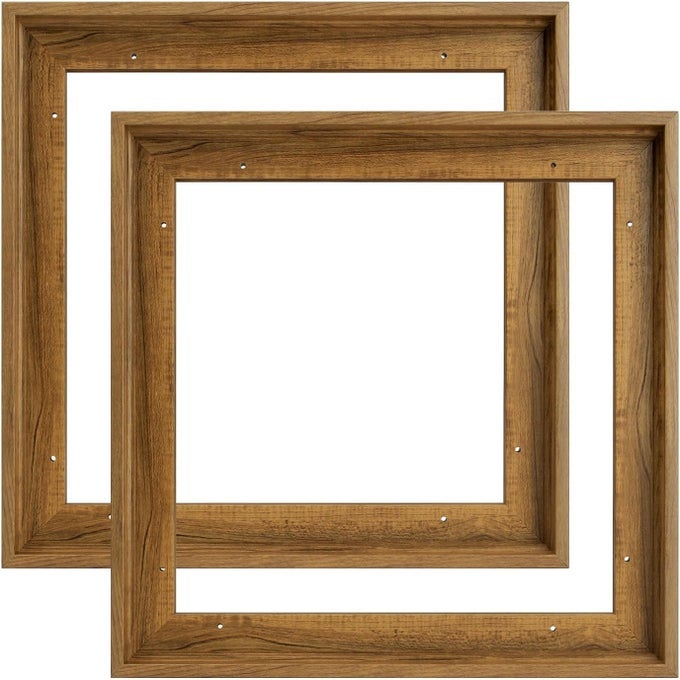 10X10 FRAME FOR CANVAS PAINTING 0608 DEEP 2 PACK SQUARE FLOATER FRAME FOR CANVAS PRINTS FLOATING FRAME FOR WALL ART OIL PAINTING PAINT BY NUMBERS LIVING ROOM DECOR DARK BROWN