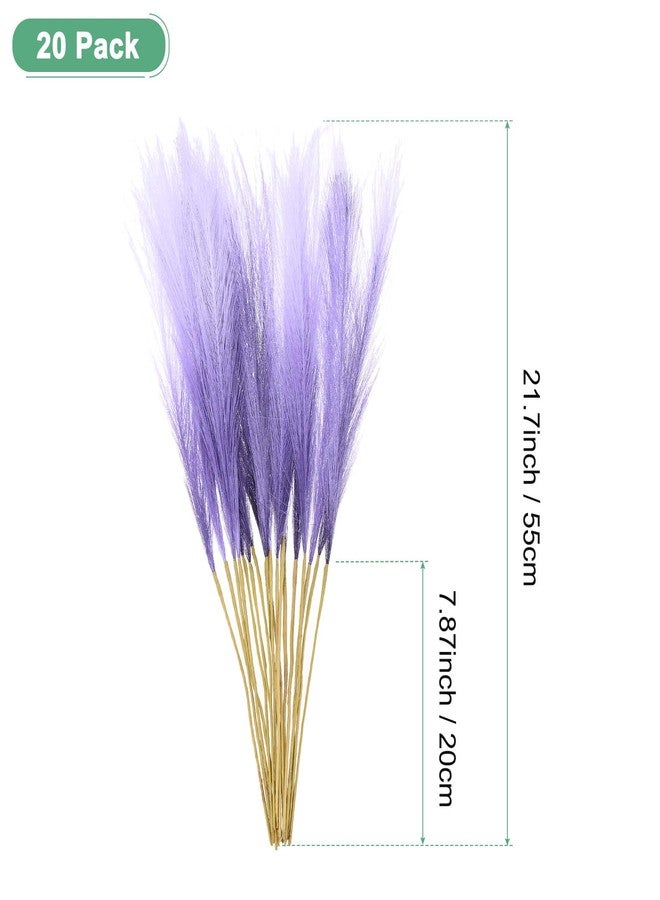 مجموعة M METERXITY المكونة من 20 قطعة من عشب البامباس الصناعي، بطول 21.7 بوصة/55 سم، عشب بامباس صناعي صغير ورقيق، لتزيين المزهريات في المنزل/حفلات الزفاف/المزهريات/المكتب/الحفلات [تدرج اللون الأرجواني] - Image 3