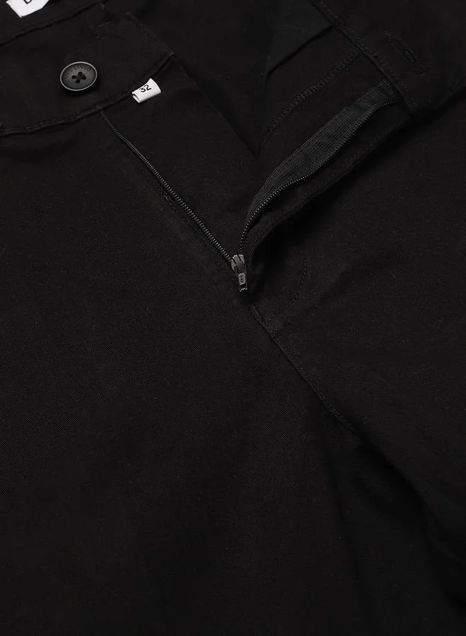 دينيس لينغو Men's Black Tapered Fit Cotton Chino