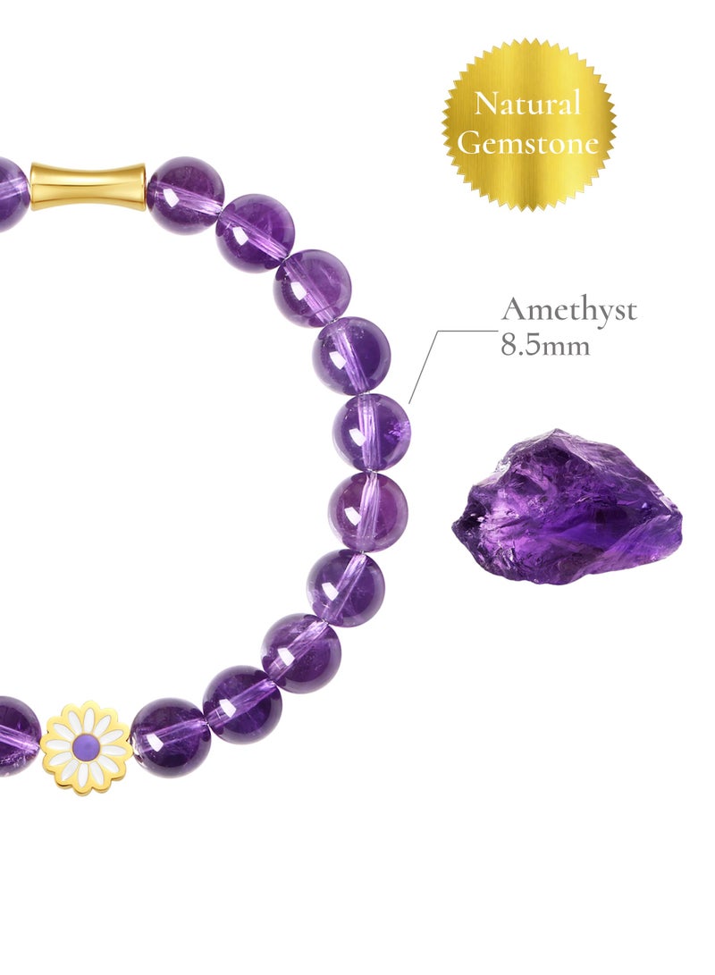 غَيْرُ مَألُوف 【Violet Daisy】 سوار من الجمشت الطبيعي مع خرزات ذهبية ｜ رومانسي · بديع الجمال - Image 3