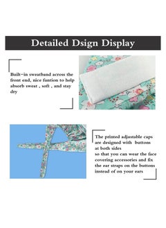 ULHYC 2Pcs Adjustable Working Cap with Buttons Elastic Bouffant Hats Head Scarf with Sweatband for Women Men  - Image 3