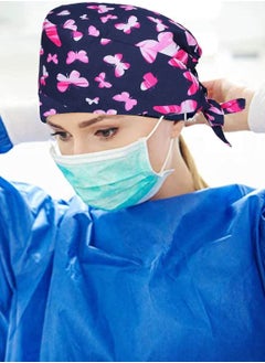 ULHYC 2Pcs Adjustable Working Cap with Buttons Elastic Bouffant Hats Head Scarf with Sweatband for Women Men  - Image 5