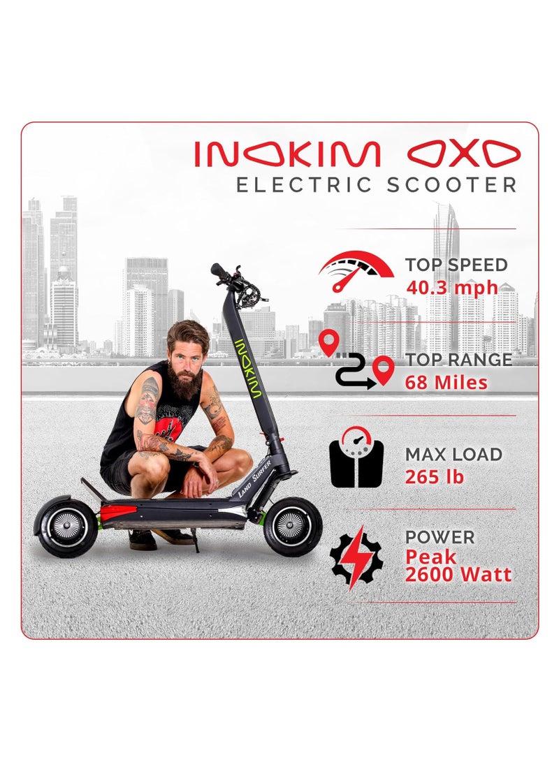 إينوكيم سكوتر كهربائي INOKIM OXO للبالغين 40 ميل في الساعة، محرك 2x1000 واط (2600 واط كحد أقصى)، نطاق 68 ميل اقتصادي، إطارات هوائية 10 بوصة، ضوء LED أمامي وخلفي، سكوتر سريع الطي - Image 2