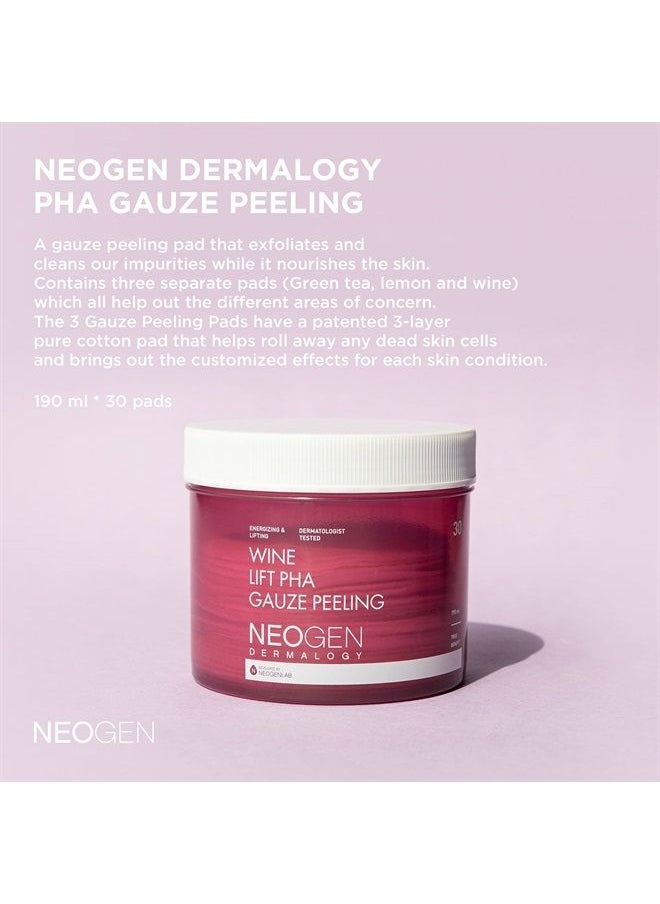 DERMALOGY by NEOGENLAB Wine Lift PHA Gauze Peeling Pads (30 pads) - Exfoliating & Revitalizing & Firming Peeling Pad with AHA, BHA, PHA, LHA & Wine & Peptide & Collagen - Korean Skin Care  - Image 3