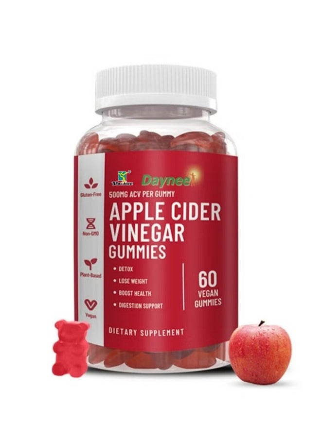 Daynee - Apple Cider Vinegar Gummies, Supports Immune Health & Multi Benefit Blend to Help Weight Loss, Apple Cider Vinegar Dietary Supplement for Men Women, Vegan & Gluten-Free, 60 Vegan Gummies-Apple Flavour - Image 1