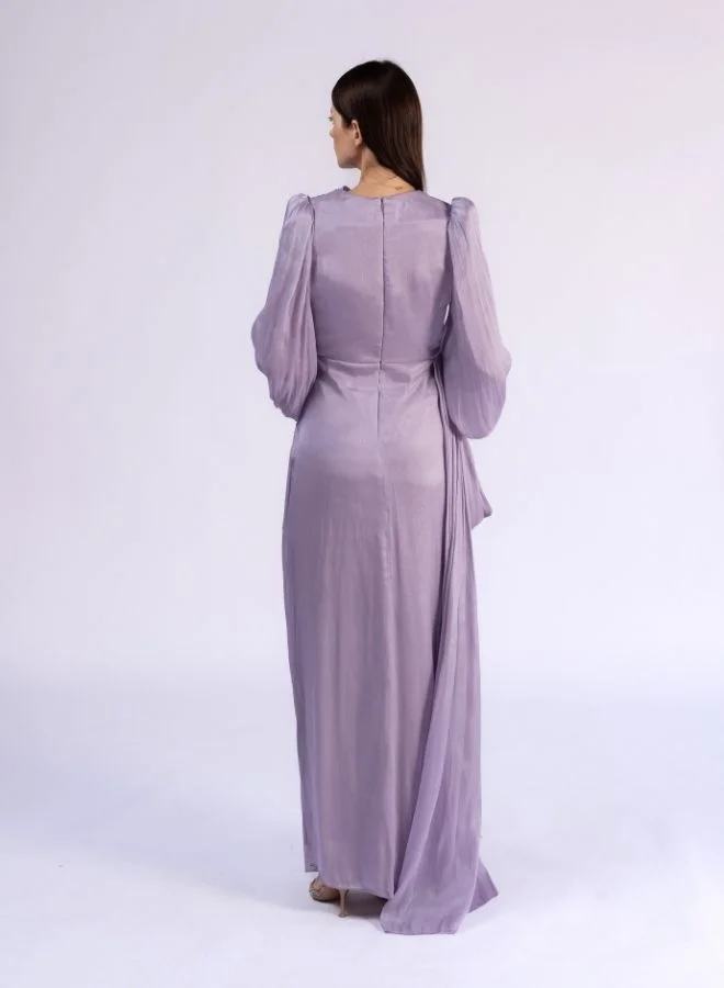 Fashonara Draped Overall Dress with Bowed Sleeves