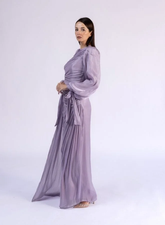 Fashonara Draped Overall Dress with Bowed Sleeves