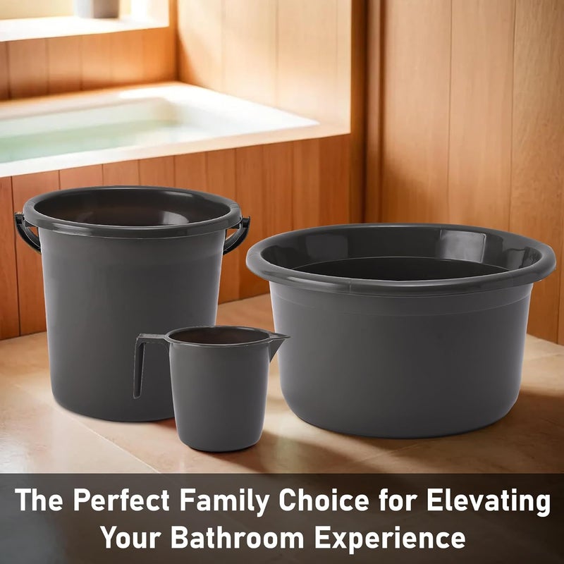 Urbane Home Urbane Home Set of 18 Bathroom Combo Set Bathing Set Bathroom Accessories Set Bathware Set 6 Piece Tub6 Piece Bucket 6 Piece Mug Combo Set for Bathroom Gray  - Image 2