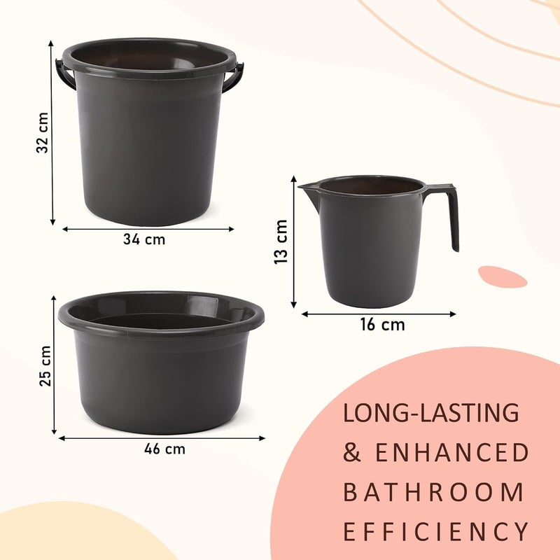 Urbane Home Urbane Home Set of 18 Bathroom Combo Set Bathing Set Bathroom Accessories Set Bathware Set 6 Piece Tub6 Piece Bucket 6 Piece Mug Combo Set for Bathroom Gray  - Image 3