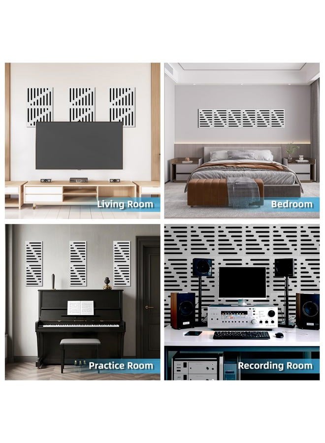 Art3d 6-Pack Self-Adhesive Soundproof Acoustic Panels for Wall, 16 x 12 Inch Stripe Design Noise Block with Polyester & Foam for Bedroom Studio Office - Image 4