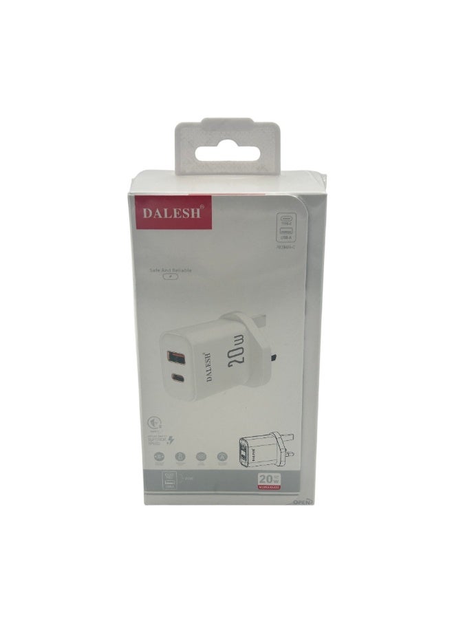 داليش شاحن حائط بقوة 20 واط usb شحن سريع تصميم مدمج شاحن متنقل للسفر توصيل طاقة ثابت مناسب للهواتف والأجهزة اللوحية وجميع أجهزة usb حل شحن آمن وفعال للاستخدام اليومي - Image 1