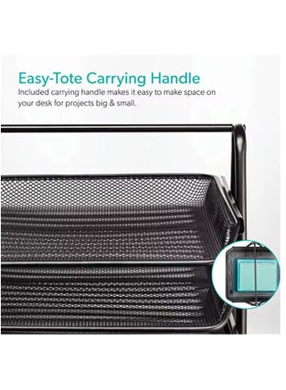 3 Tier Document File Paper Letter Office Desktop Tray Organizer 3 Desk File Tray 3 Tier Metal Mesh A4 Files Documents - view 4
