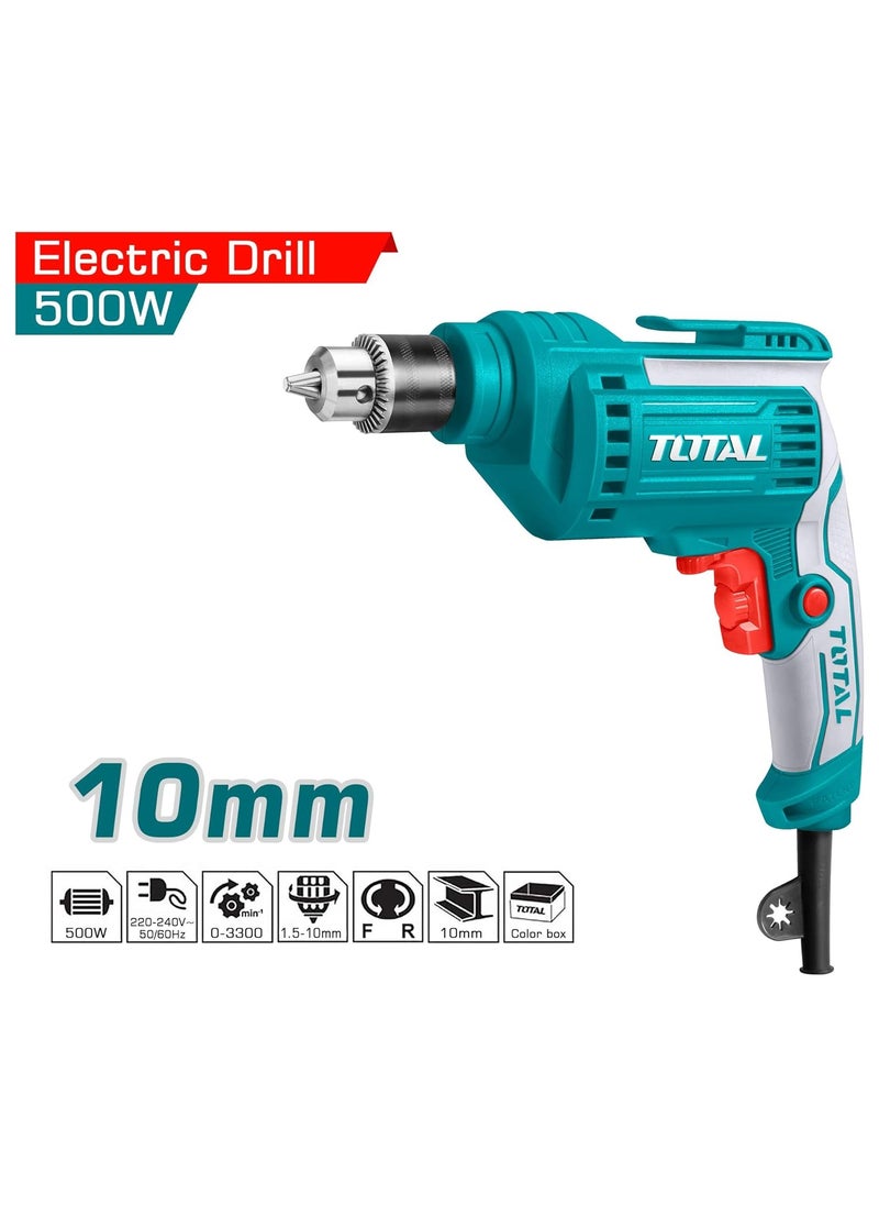 TOTAL - TOTAL Electric Drill With Chuck Key 500W 1.0mm-10mm TD2051026 - Image 1