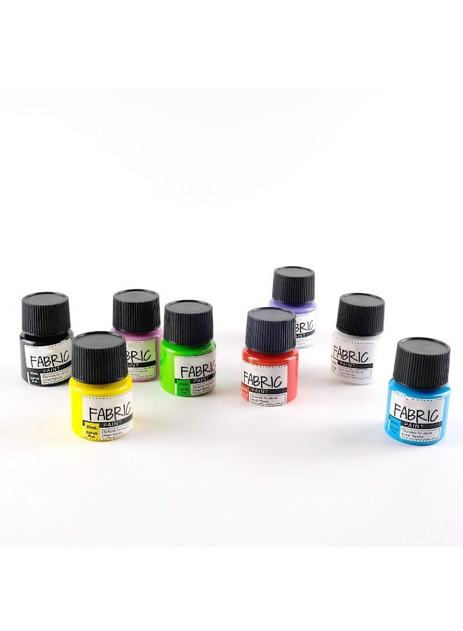 مجموعة طلاء الأقمشة، 8 × 20 مل ألوان زاهية للنسيج، القماش، القماش القطني، القمصان، الخشب، الزجاج الخزفي، صبغة أكريليك للفن، طلاء يدوي للأقمشة (8 قطع من الأقمشة) - Image 5