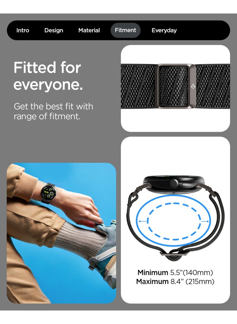 Spigen Lite Fit X for Google Pixel Watch 4 / 3 (45mm) Band Nylon Solo Loop Strap - Black - Image 5