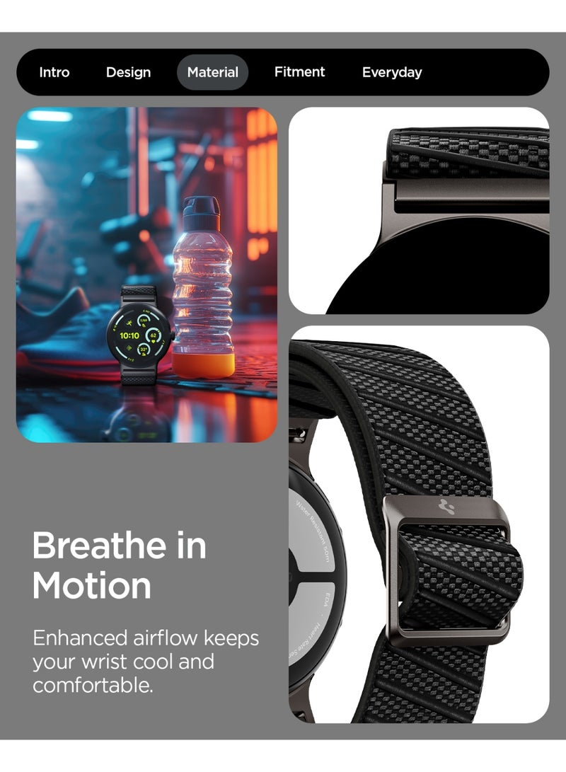 Spigen Lite Fit X for Google Pixel Watch 4 / 3 (45mm) Band Nylon Solo Loop Strap - Black - Image 4