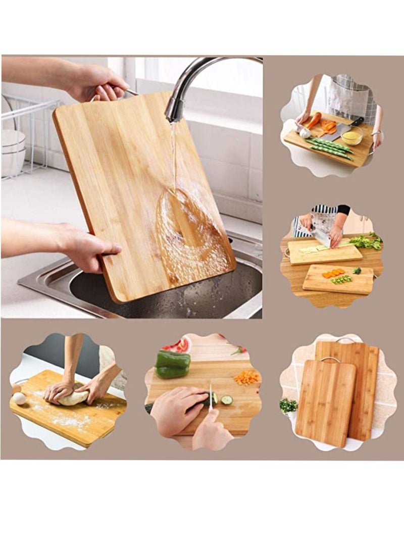 Yuwell Bamboo Cutting Boards For Kitchen Wooden Cutting Board For Chopping Meat, Vegetables, Fruits, Cheese, Chopping Board With Handles 34X24CM  - Image 3