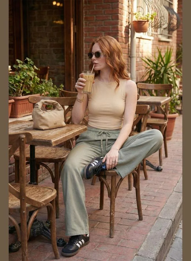 ليلا Lela Wide Leg High Waist Wide Leg Trousers Women's Pants 668YP5424