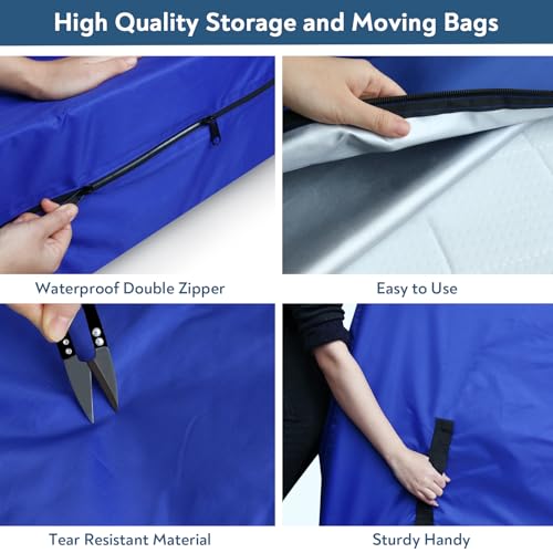 Magik & Kover Queen Mattress Bag for Moving and Storage, Queen Size Mattress Cover for Moving with Heavy Duty Handles, Double Zippers, Reusable Waterproof Mattress Protector for House Moving Travel - Image 4