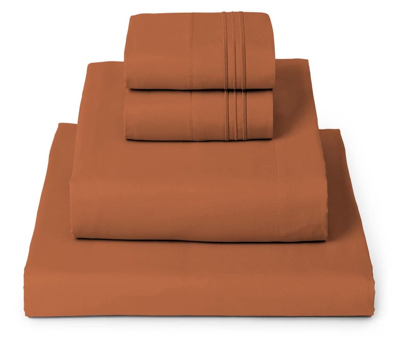 Mellanni Queen Sheets Set  4 PC Iconic Collection Bedding  Hotel Luxury Extra Soft Cooling Bed Sheets  Wrinkle Fade Stain Resistant Queen Terracotta