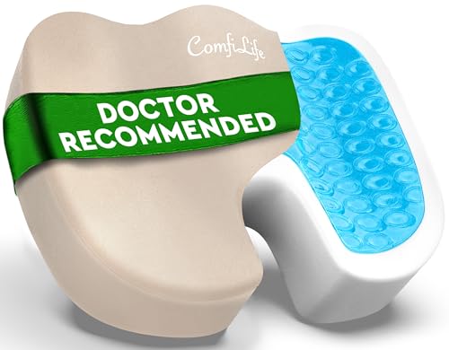 ComfiLife Premium Gel Memory Foam Seat Cushion Doctor Recommended Office Chair Cushion Car Seat Cushion Chair Cushions for Back Sciatica Pain Relief Seat Cushions for Office Desk Beige - Image 1