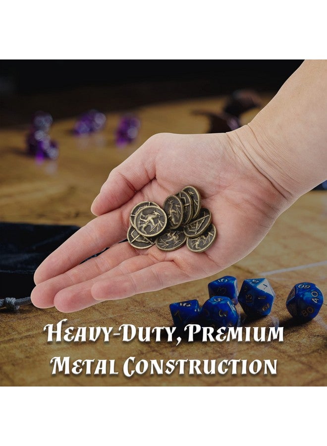 CASEMATIX CASEMATIX Metal Coins and Pouch for Tabletop RPG Board Games - 100 DND Coins Fantasy Coins with Dragons & Sword and Shield Engraving, Metal Tokens for Board Games with PU Leather Bag  - Image 5