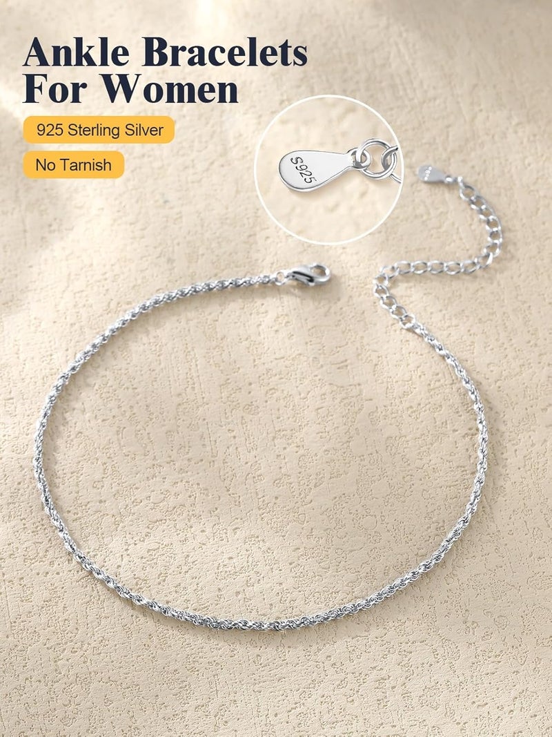 U7 Women Girls Barefoot Jewelry 18K Gold or Rose Gold Stainless Steel Heart/Rope/Figaro/Cuban Chain Anklet Foot Bracelet, 25-30 CM Long - Image 3