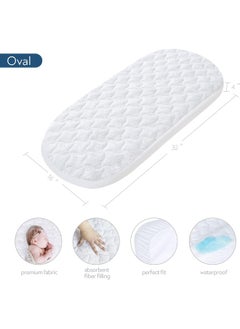 Magik & Kover Multiple Sizes(16 Sizes), Bassinet Mattress Pad Cover for UPPAbaby Bassinet, BABYBJORN Cradle and Moses Basket, Waterproof Quilted Bassinet Mattress Protector, Cotton Terry Surface, 2 Pack, 13" x 30"  - Image 3