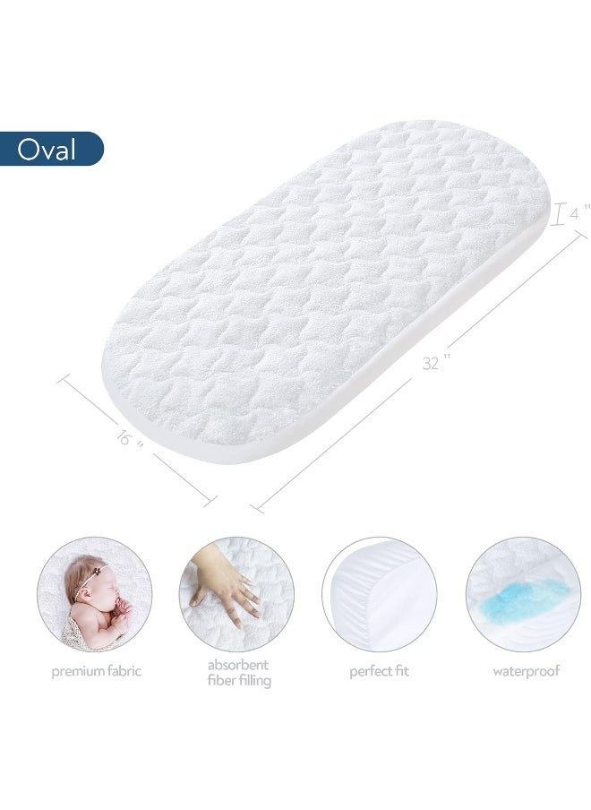 Magik & Kover Multiple Sizes(16 Sizes), Bassinet Mattress Pad Cover for UPPAbaby Bassinet, BABYBJORN Cradle and Moses Basket, Waterproof Quilted Bassinet Mattress Protector, Cotton Terry Surface, 2 Pack, 13" x 30"  - Image 3