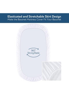 Magik & Kover Multiple Sizes(16 Sizes), Bassinet Mattress Pad Cover for UPPAbaby Bassinet, BABYBJORN Cradle and Moses Basket, Waterproof Quilted Bassinet Mattress Protector, Cotton Terry Surface, 2 Pack, 13" x 30"  - Image 4