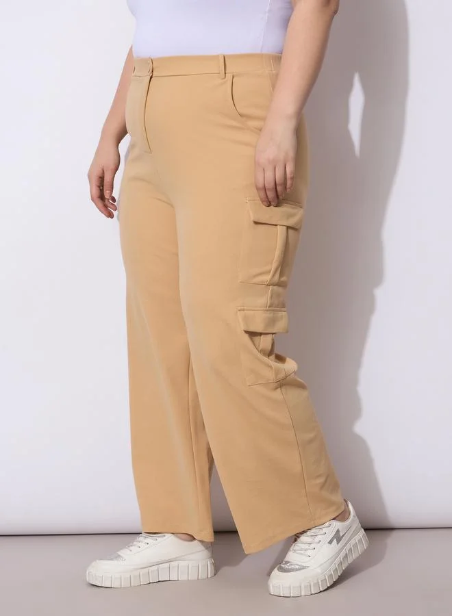 Sassafras  Plus Size Beige Cargo Trousers for Women | Best Price UAE
