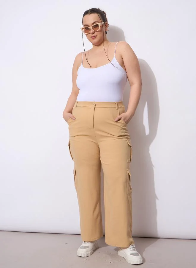 Sassafras  Plus Size Beige Cargo Trousers for Women | Best Price UAE