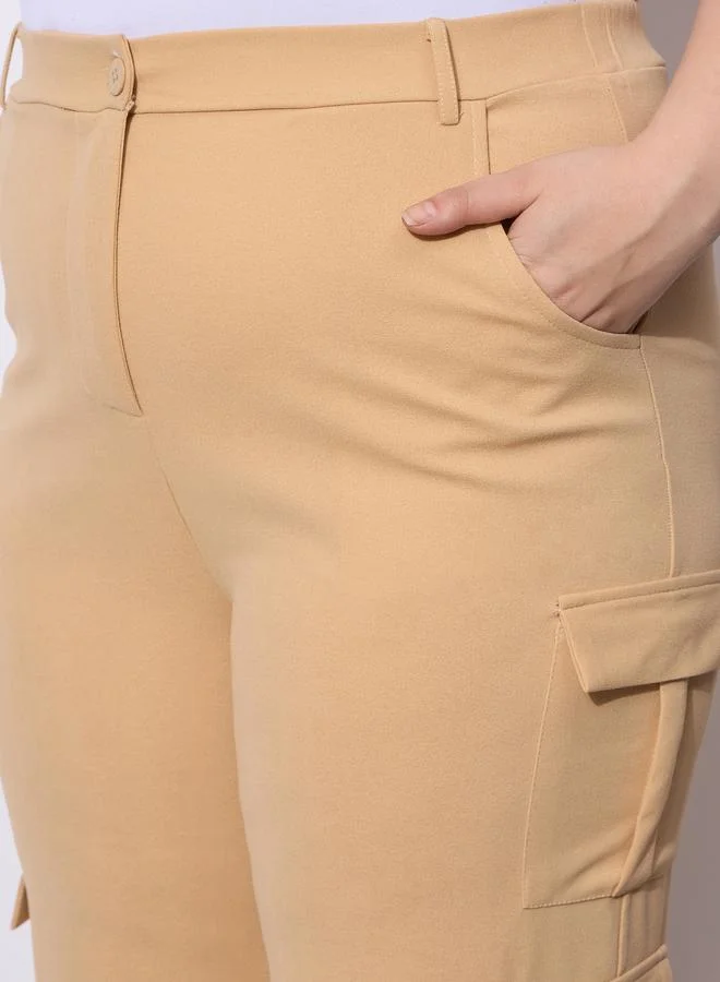 Sassafras  Plus Size Beige Cargo Trousers for Women | Best Price UAE