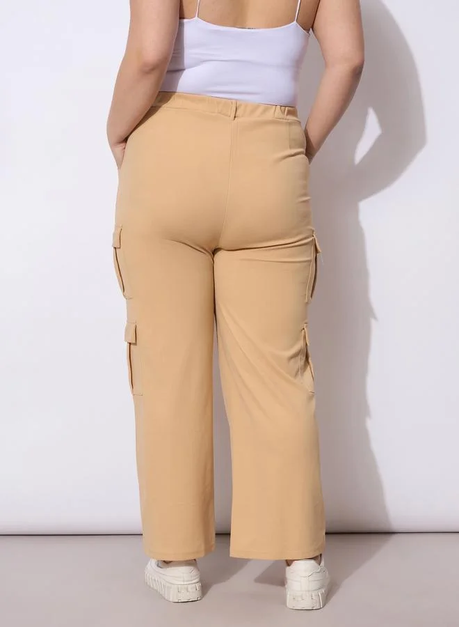 Sassafras  Plus Size Beige Cargo Trousers for Women | Best Price UAE