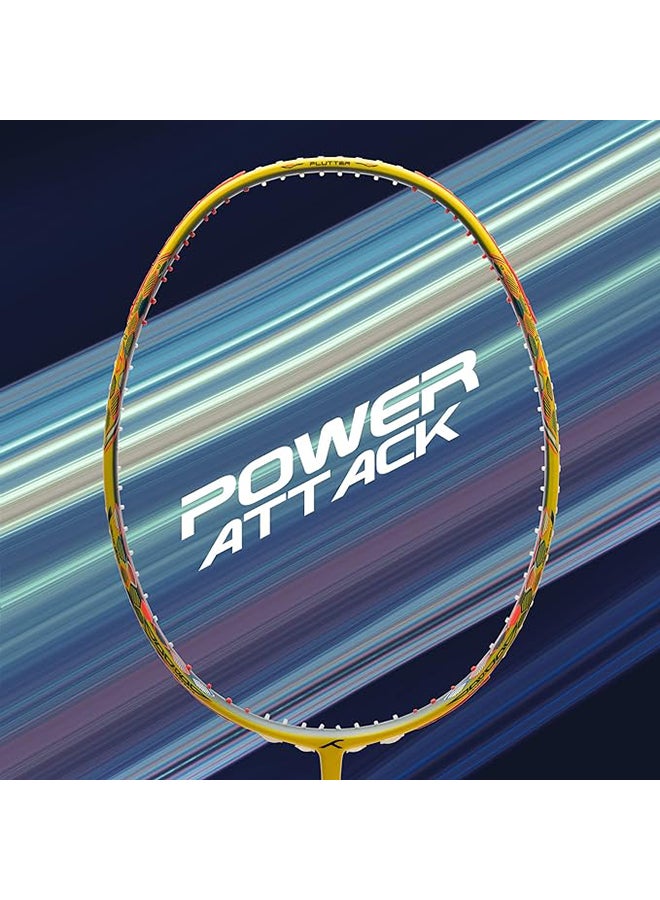HUNDRED FLUTTER S ATTK Carbon Fibre Strung Badminton Racket with Full Racket Cover | For Intermediate Players | 84 grams | Maximum String Tension - 32lbs - Image 5