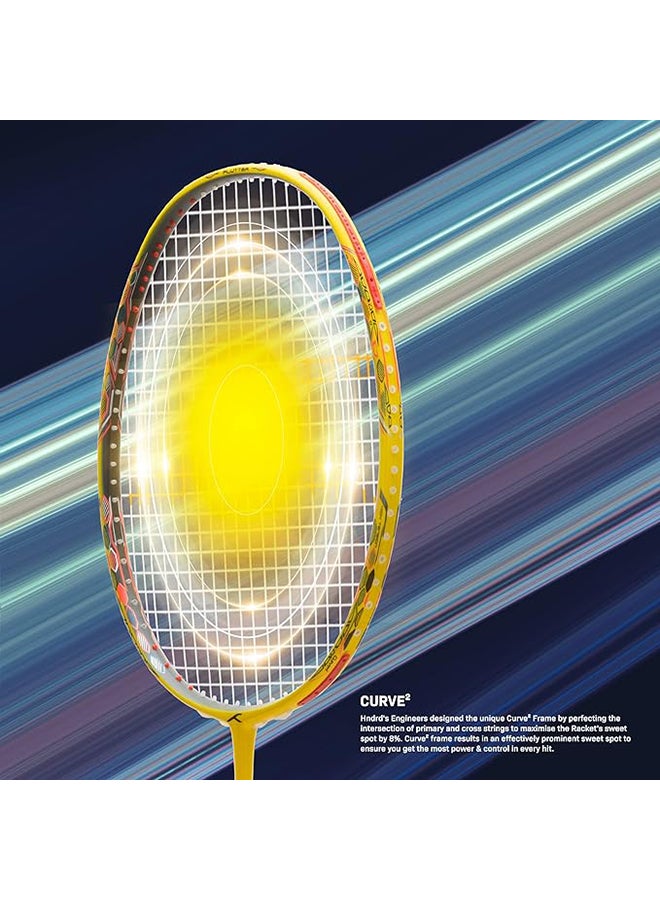 HUNDRED FLUTTER S ATTK Carbon Fibre Strung Badminton Racket with Full Racket Cover | For Intermediate Players | 84 grams | Maximum String Tension - 32lbs - Image 4