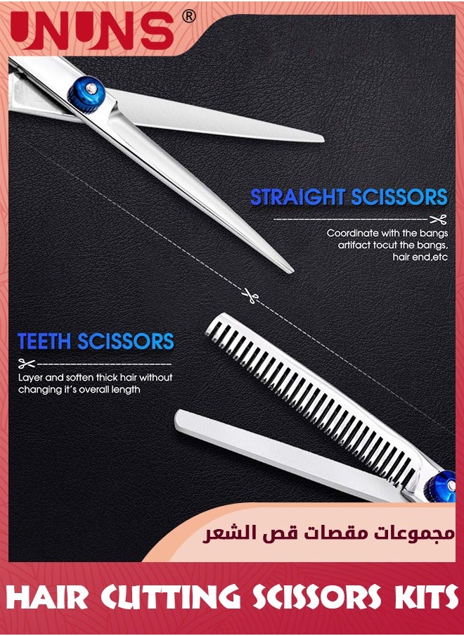 UNUNS - Hair Cutting Scissors Kits,11pcs Stainless Steel Hairdressing Shears Set Professional Thinning Scissors For Barber/Salon/Home/Men/Women/Kids - Image 1