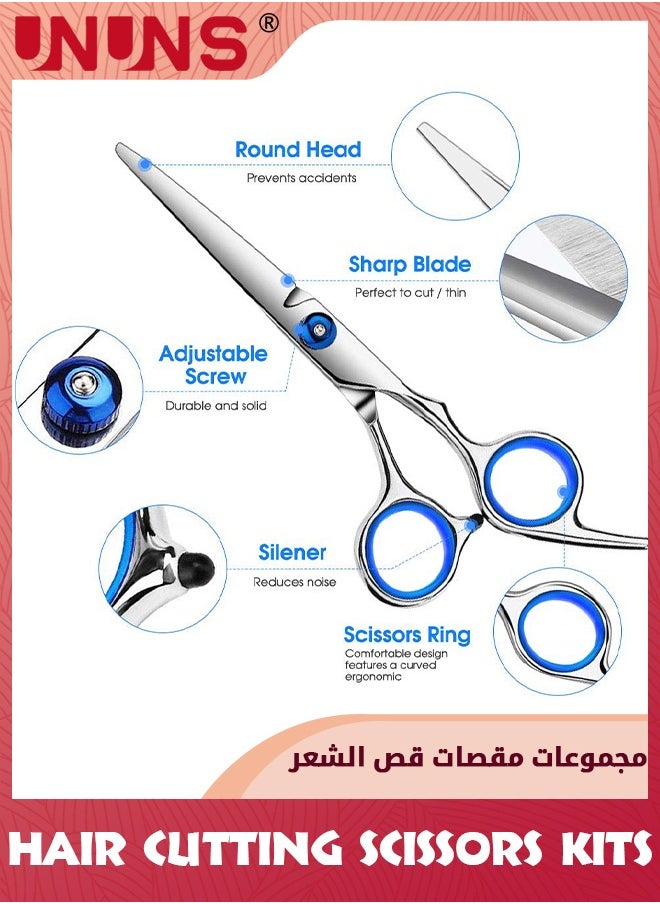 UNUNS - Hair Cutting Scissors Kits,11pcs Stainless Steel Hairdressing Shears Set Professional Thinning Scissors For Barber/Salon/Home/Men/Women/Kids - Image 1