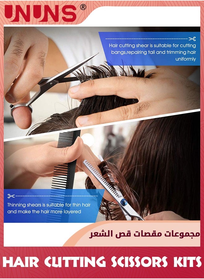 UNUNS - Hair Cutting Scissors Kits,11pcs Stainless Steel Hairdressing Shears Set Professional Thinning Scissors For Barber/Salon/Home/Men/Women/Kids - Image 1